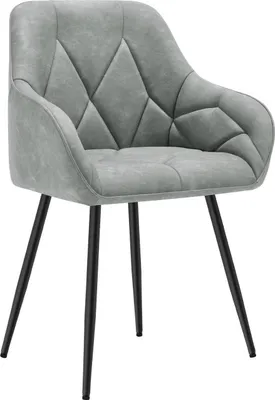Produktbild von WOLTU Esszimmerstuhl, ergonomischer Sessel, aus Vintage-Kunstleder, Metallbeine, Grau
