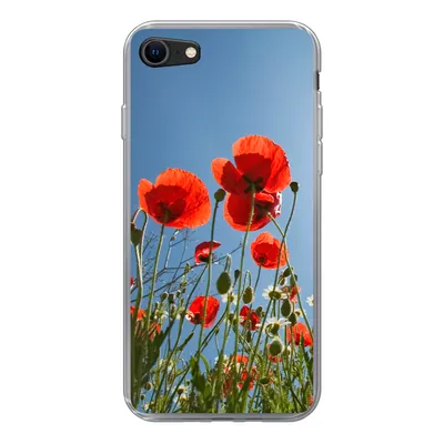 Produktbild von MuchoWow® Handyhülle Schutzhülle Hülle für iPhone SE 2022 Strahlende Sonne über einigen Mohnblumen in Spanien Silikon Softcase Handy Hülle - Schutzhülle