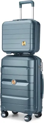 Produktbild von Famanu Kofferset mit Beautycase - Leichtgewicht Hartschalen Trolley mit TSA-Schloss und 360°-Rollen