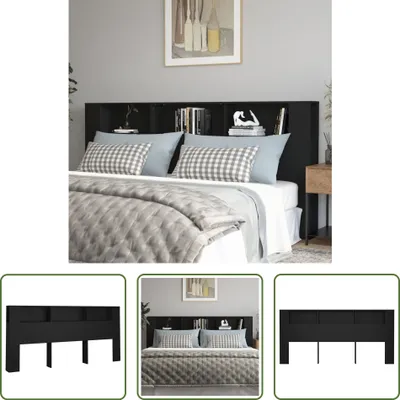Immagine prodotto di The Living Store Testiera con ripiani nera 220x18,5x104,5 cm