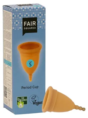 Zdjęcie produktu dla Fair Squared Period Cup S | 8 ml | wykonany z naturalnej gumy | wegański | wielokrotnego użytku | idealny do uprawiania sportu, podróży i nocnego użytku