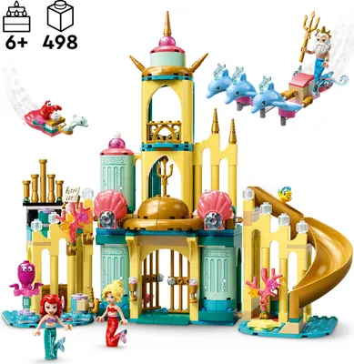 Produktbild von LEGO 43207 Disney Arielles Unterwasserschloss, Prinzessinnen-Spielzeug-Schloss, Geschenkidee für Mädchen und Jungen ab 6 Jahren mit Arielle die kleine Meerjungfrau und 4 Delfin-Tier-Figuren
