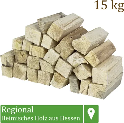 Obrázek produktu pro Dřevo na podpal Borovicové dřevo 15 kg Pro kamna a krb Ohnivá mísa Grilování Dřevo na podpal Polena Dřevo 25 cm sušené v peci Flameup