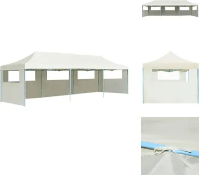 Immagine prodotto di vidaXL Tenda pieghevole per feste pop-up con 5 pareti laterali 3 x 9 m crema - Padiglioni e tende per feste