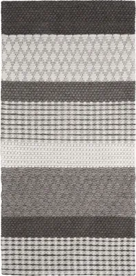 Produktbild von BELIANI Teppich Grau Weiß Wolle Polyester 80 x 150 cm Kurzflor Gestreift Jacquardgewebt Rechteckig