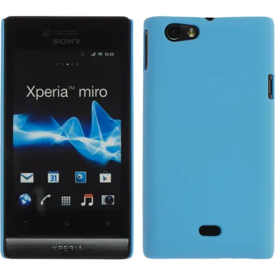 Produktbild von PhoneNatic Case kompatibel mit Sony Xperia miro - Hülle hellblau gummiert Hard-case + 2 Schutzfolien