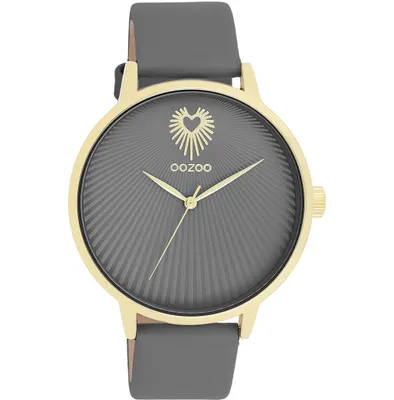 Produktbild von Oozoo Armbanduhr grau Leder Timepieces Damen Analog-Quarzuhr UOC11244