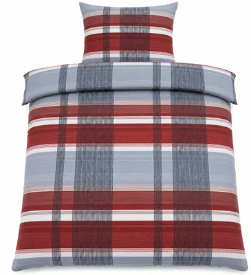 Produktbild von 2-tlg. Bettwäsche 135x200 +80x80cm, rot schwarz grau kariert, Baumwollmischgewebe
