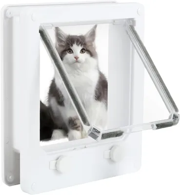 Produktbild von Katzenklappe - Haustiertür - Katzenluke - Zugang für Haustiere - Vierfachverriegelung - Größe M - Weiß
