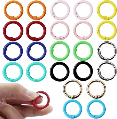 Productafbeelding van Ronde Karabijnringen - Veerring Sluitingen - Knutselwerk Sieraden - Roestvrij Zinklegering - 24 mm 24 Stuks - Meerkleurig