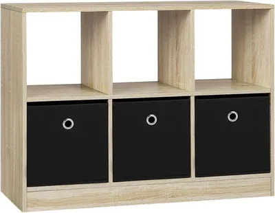 Produktbild von WOLTU Bücherregal aus Vliesstoff, mit 6 Fächern,  80x60x30 cm, Helle Eiche