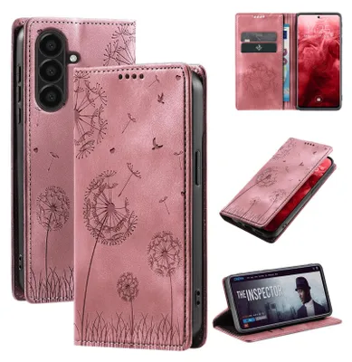 Produktbild von Handyhülle für Samsung Galaxy A56 5G RFID Schutz Klapphülle Case Cover Design Blume Pusteblume Schutzhülle Farbe: Rosa
