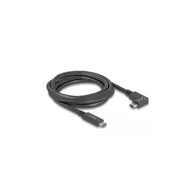 Produktbild von Delock - USB-Kabel - 24 pin USB-C (M) zu 24 pin USB-C (M) gewinkelt - 3 A - 2 m - USB Power Delivery (60W), unterstützt 4K 144 Hz (3840 x 2160), up to 5 Gbps data transfer rate, E-marker - Schwarz