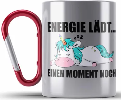 Produktbild von Trendation - Einhorn Edelstahl Tasse Karabiner mit Spruch Geschenk Arbeitskollege Kollege Karabiner Edelstahl Tasse Karabiner Edelstahl Frauen (Rot)