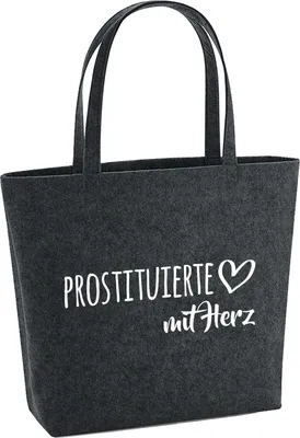 Produktbild von Huuraa Filzshopper Prostituierte mit Herz 22 Liter Charcoal Melange Filztasche Geschenkidee
