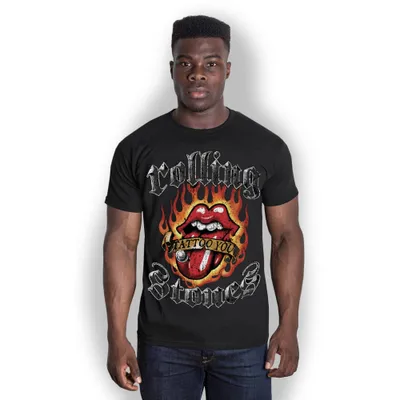 Produktbild von The Rolling Stones Flaming Tattoo Tongue Black L T-Shirt