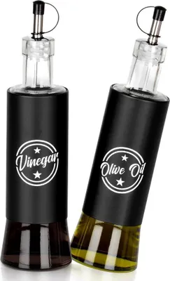 Zdjęcie produktu dla Butelki na oliwę i ocet szklane czarne 300 ml 2 szt.