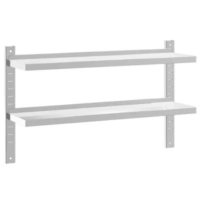 Obrázok produktu pre 2-úrovňová polica 100x23,5x60 cm strieborná nehrdzavejúca oceľ