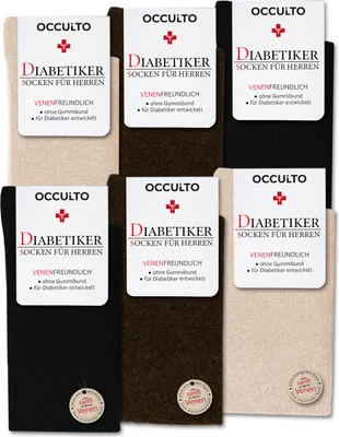Produktbild von Occulto Diabetikersocken Herren ohne Naht ohne Gummibund Baumwolle 6er Pack (Modell: Oliver)