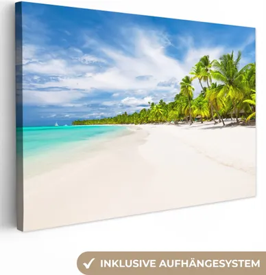 Produktbild von OneMillionCanvasses® - Leinwandbilder - 150x100 cm, Strand - Meer - Palmen, Wandbilder Kunstdruck Wanddekoration