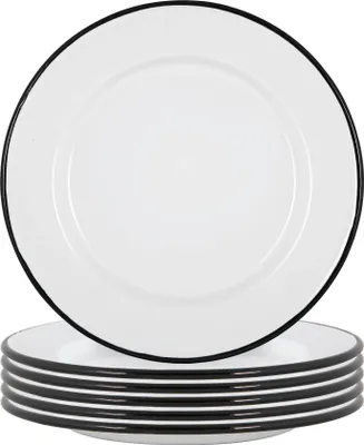 Produktbild von Argon Ta Weißes Emaille-Dinner Plates - Stahl Outdoor-Camping-Geschirr Geschirr - 25,5 cm - Schwarz - Packung mit 12