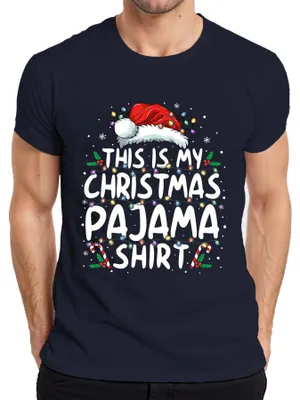 Immagine prodotto di This is my Christmas Pajama Shirt Fairy Lights - Christmas Xmas Maglietta da uomo, Navy, 3XL