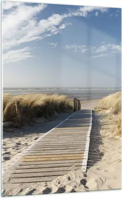 Produktbild von Bilder auf glas - Einteilig - Strand Meer Fußgängerbrücke Ufer - 70x100cm - Glasbilder - Wandbilder - Bilder - Wanddekoration aus Glas - Glas Bilder - Wandbild auf Glas - GPA70x100-2657