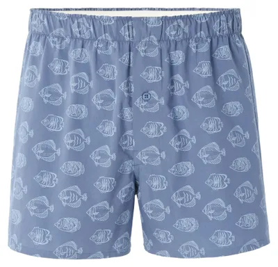 Produktbild von Celio Leichte Herren Boxershorts Niwofishb, Größe M, aus 100% Baumwollpopeline mit Fischgrätmuster, Blau