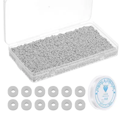 Immagine prodotto di Perline di argilla, 4 mm, grigio, 4000 pezzi, kit per la creazione di gioielli con elastico