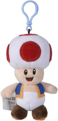 Produktbild von Super Mario Plüsch Schlüsselanhänger Toad - 15 cm Weiches Kuscheltier mit Karabiner - Offiziell Lizenziert von Simba Toys
