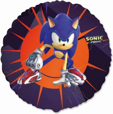 Obrázek produktu pro Kulatý fóliový balónek - Sonic, červeno-modrý, 18" / 46 cm, Flexmetal