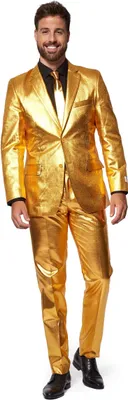 A man wearing a gold suit.