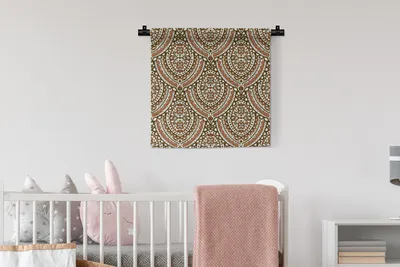 Produktbild von MuchoWow® Wandteppich Wandbehang Muster - Orange - Braun 60x60 cm Tapisserie Dekoration Wandtuch - Dekorationen - Wand Decke