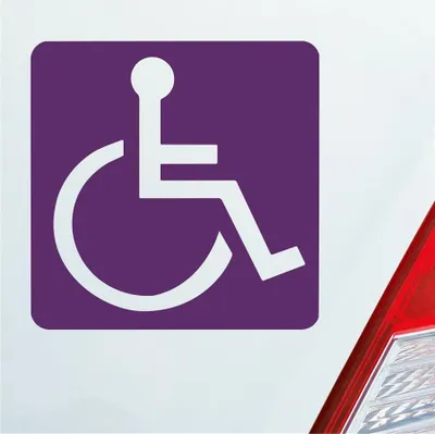 Produktbild von Auto Aufkleber Rollstuhlfahrer Warnhinweis Rollstuhl 10,5x10,5 cm Lila Sticker Heckscheibenaufkleber