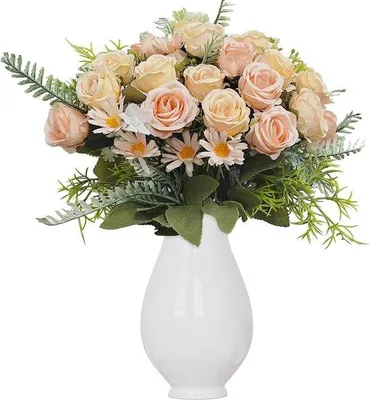 Image de Bouquets de fleurs en soie blanc et rose, 4 pièces, décoration
