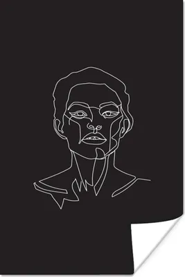 Produktbild von MuchoWow® Poster Gesicht - Frau - Strichzeichnung 120x180 cm - Kunstposter