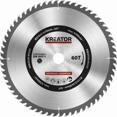 Zdjęcie produktu dla KREATOR KRT020437 - Brzeszczot do drewna 235mm 60T
