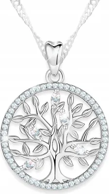 Produktbild von Silberkette Kreis mit Zirkonia Sandelholzbaum SILBER 925