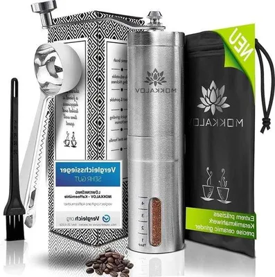 Produktbild von Famanu Handkaffeemühle mit keramischem Kegelmahlwerk - manuelle Mühle aus Edelstahl