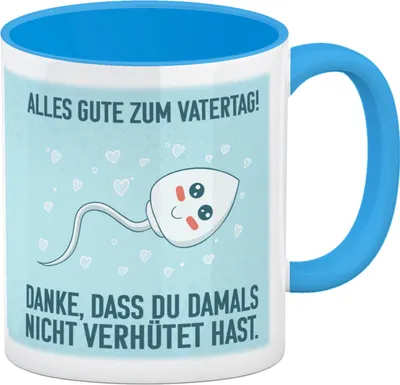 Produktbild von Danke, dass du damals nicht verhütet hast Kaffeebecher Hellblau zum Vatertag