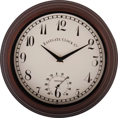 Obrázek produktu pro Esschert Design Gartenuhr, Zeď, Hodiny, Kulatý, Hnědá, Plast, Klasický