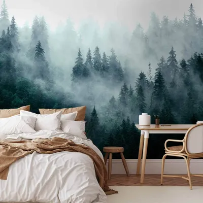 Produktbild von Vlies Fototapete - Mountain Forest (Dark Green) 150x105 cm Landschaften c-B-0533-a-d