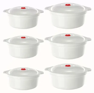 Mikrowellengeschirr-Set 6-teilig, 900-1600 ml, mit Deckel