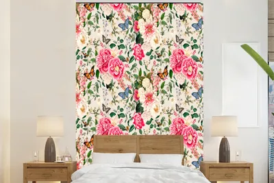 Produktbild von MuchoWow® Fototapete für Wohnzimmer oder Schlafzimmer Wandtapete Vinyl Motivtapete Blumen - Frühling - Insekten - 195x300 cm - Das Hintergrundbild