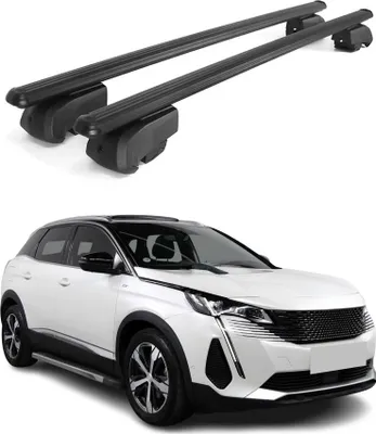 Obrázok produktu pre Priečne strešné nosiče pre Peugeot 3008 (2016–2023), hliník, čierne, s certifikátom ABE