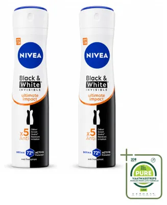 Produktbild von 2 x NIVEA Black & White Ultimate Impact Deodorant Spray - 150 ml - Großpackung - 2 Stücke