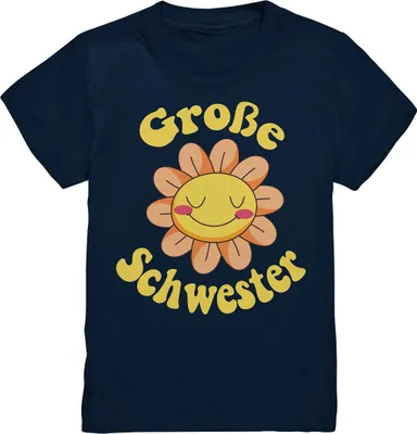 Produktbild von Große Schwester T-Shirt Blume Große Schwester Geschenk – Navy / 152/164 (12-14)