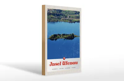 Produktbild von Holzschild Reise 20x30cm Insel Ufenau Schweiz Häuser Natur