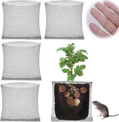 Produktbild von Garten-Vogelabwehrnetz 45 x 40 cm - 4 Stücke - Sicherheitsnetz - Edelstahl - Vogelabwehr für Pflanzen - Blumen - Gemüse Schutz