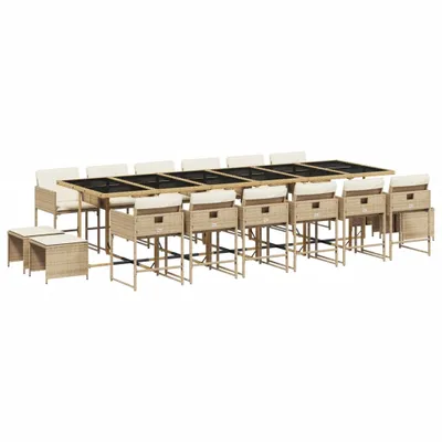 Produktbild von vidaXL 17-tlg. Garten-Essgruppe mit Kissen Beige Poly Rattan